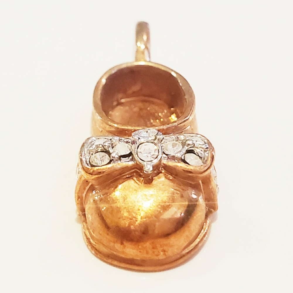 SWAROVSKI⚡Vintage Gold Swarovski Crystal Shoe Pendant!